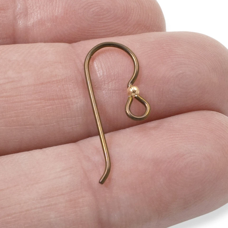 10 cables para orejas de niobio de bronce + acento de cuentas de cobre - ganchos para pendientes hipoalergénicos Foto 2 de 4