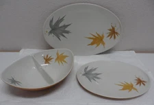 Iroquois Ben Seibel Harvest Time Autumn Leaf 12" & 15” Serving Platters & Bowl