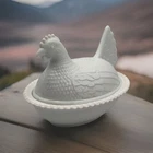 Indiana Glass Vintage Milk Glass Hen on Nest Covered Candy Dish 7” Nesting Hen