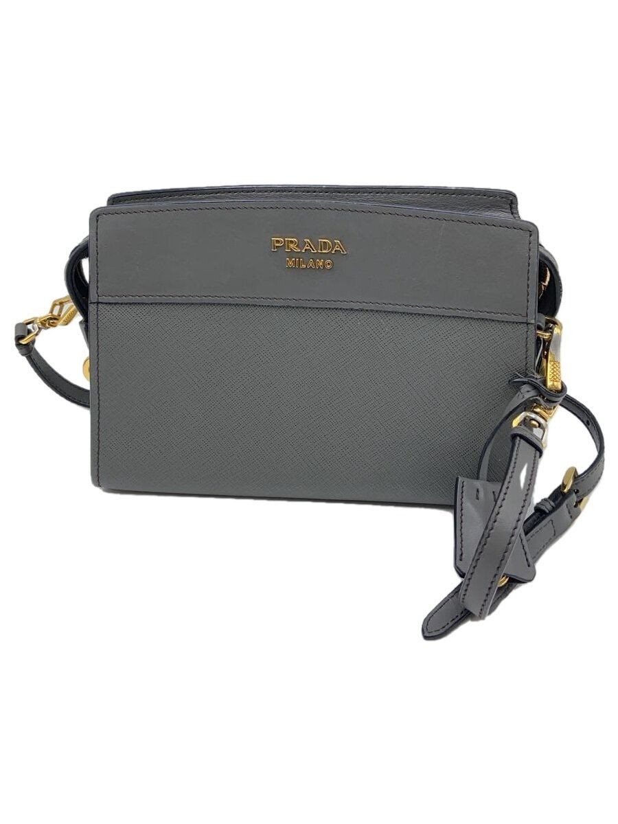 PRADA shoulder bag -- Gray plain 1BH104 Saffiano hardware