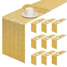Sugargirl 10 Packs Sequin Table Runner Gold 12x72" Party Wedding Holiday Cele...