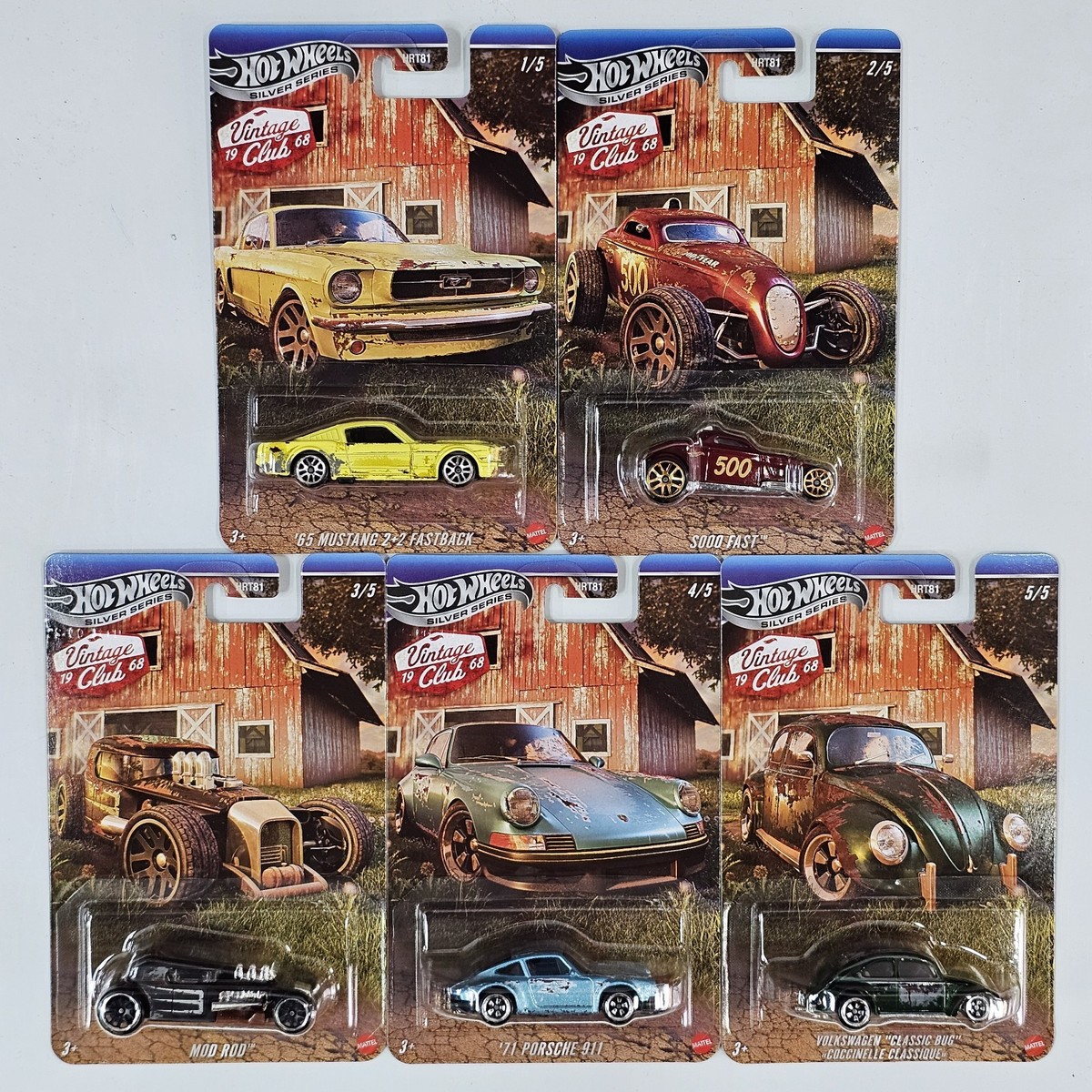 2026 HOT WHEELS COMPLETE SET OF 5 PCS VINTAGE CLUB HW SILVER