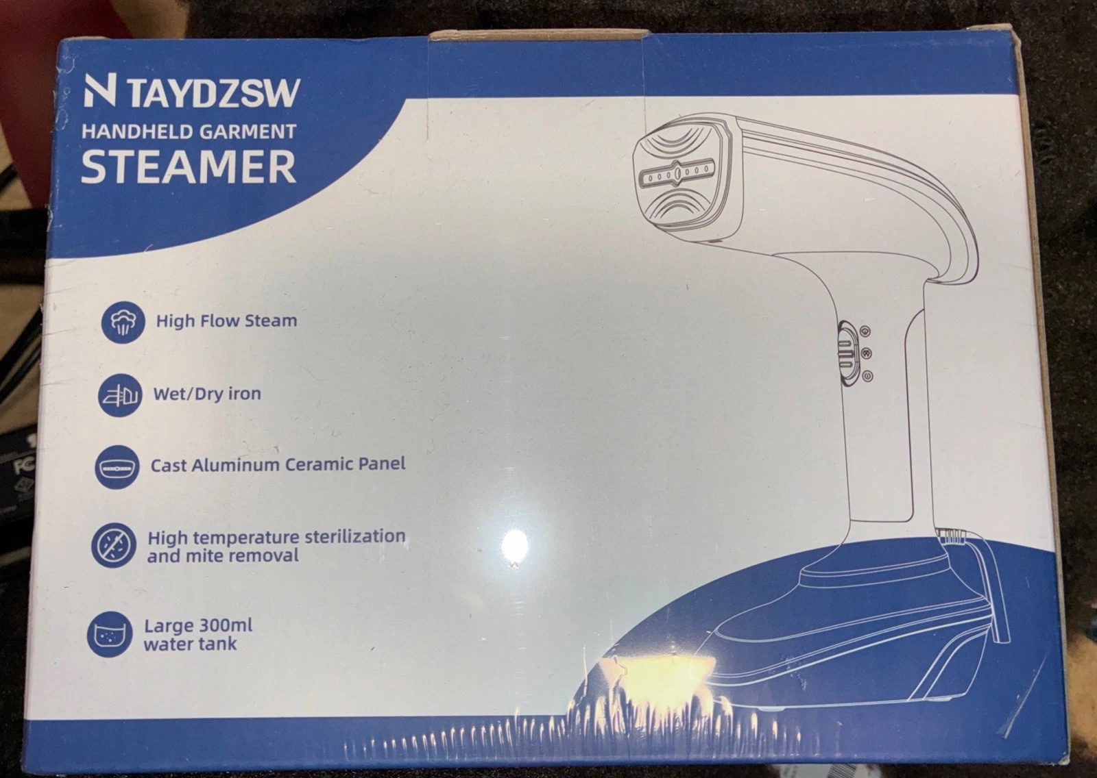 NTAYDZSW Powerful Handheld Garment Fabric Steamer 1800W300ml Tank 199-120V Blue