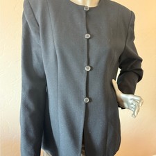 Jones New York Women's Black Wool Collarless Button-Up Classic Blazer 12P
