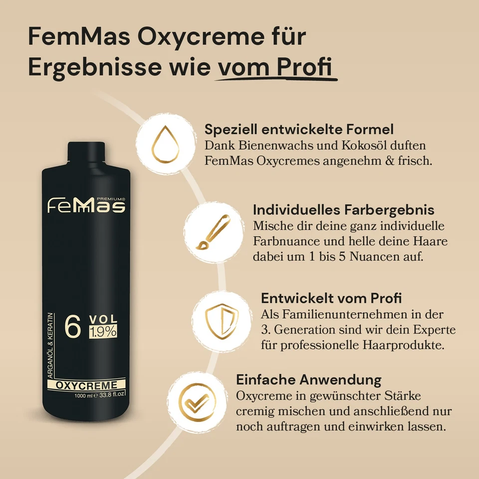 Femmas Oxycreme Oxidationsmittel Profi Farb-Entwickler 1 L (12,90 EUR/l) - Bild 2 von 4
