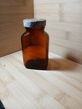 Vintage 1960s Apothecary Pharmaceutical Glass Bottle Amber Color