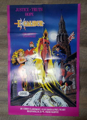 EXCALIBUR ALAN DAVIS COMIC SHOP PROMO POSTER 22 X 34 MARVEL COMICS 1988 UNUSED