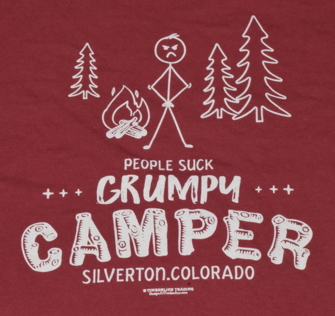 Mens T-Shirt Port & Company Beach Wash Size M Grumpy Camper Silverton Colorado