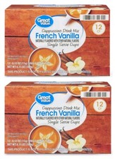 2 Pack Great Value French Vanilla Cappuccino Mix Medium Roast Coffee Pods 24 ct