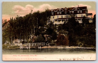 Postcard ME Holly Inn, Christmas Cove Maine Boat Dock c1905 3AX1