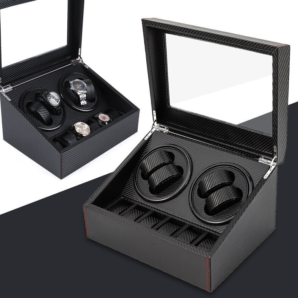 Coffret cadeau pour collectionneur : Remontoir montre automatique 4+6 motif carbone