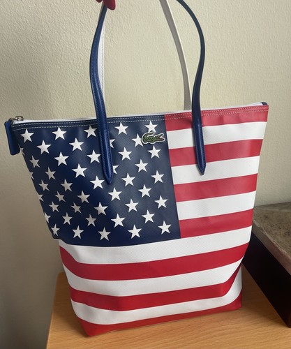 LACOSTE USA FLAG TOTE SHOULDER BAG MEDIUM - Picture 2 of 14