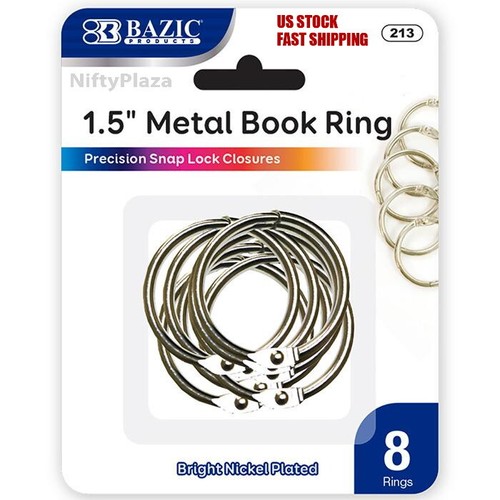2 Pack - 1.5" Inch Metal Silver Color Book Rings 8 Per Pack Home, School, Office - Picture 2 of 2