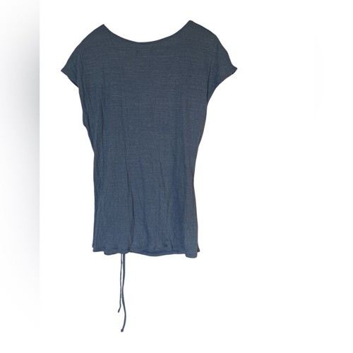 Max Studio Cap Sleeve Side Ruched Blouse Blue NWT XL - Picture 3 of 3