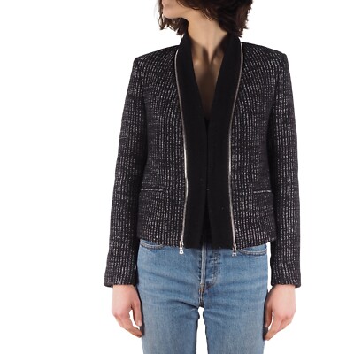 Veste Sandro Femme Paris Sandro Paris Women Black Silver Tweed Zip