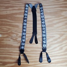 Vintage Looney Tunes Warner Bros Novelty Braces Suspenders 1994 Gray Preowned A