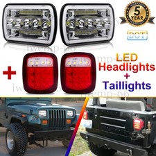 For Jeep Wrangler Yj 1987-1995 Led Headlights Taillights Kit Combo Beam Halo Drl For Jeep Wrangler Yj 1987-1995 Led Headlights Taillights Kit Combo Beam Halo Drl