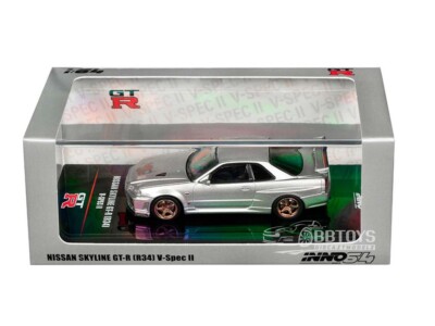NISSAN SKYLINE GT-R (R34) V-SPEC II RHD SILVER 1/64 INNO MODELS