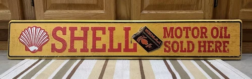 Shell Motor Oil Metal Sign Shop Oil Can Garage Shop Vintage Style Wall Decor 36”