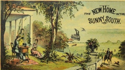 1882 New Home Sewing Machine ''Sunny South'' Steamboat Ladies Outside P97