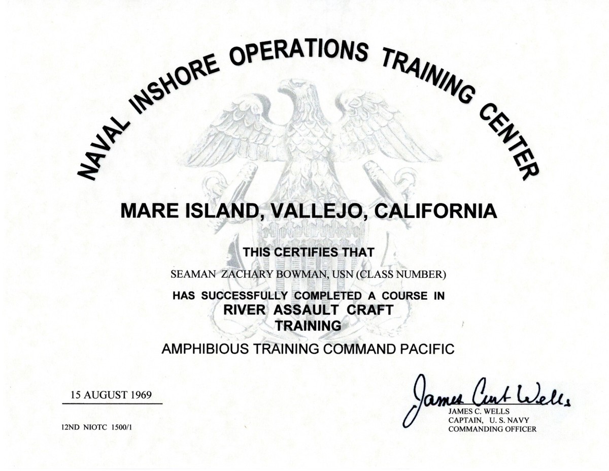 Navy Seabee Training Certificate