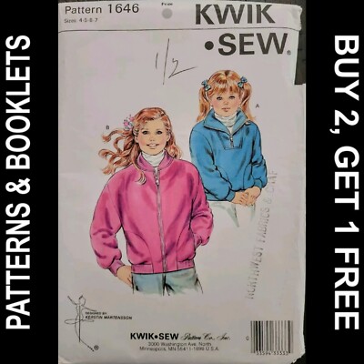 Vintage Kwik Sew Girls' Jacket Pattern #1646 Sizes 4-5-6-7 UNCUT*