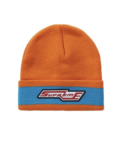 SUPREME Cuff Stripe Beanie Orange 