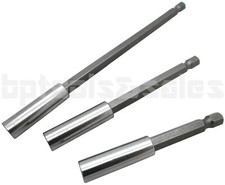 3pc Magnetic Bit Extensions Holder 1/4 Hex Shank 3" 4" 6" Quick Change Screw Tip