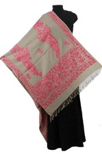 Kashmir Embroidered Floral 100 Pure Wool 28"X80" Traditional Ari Embroidery