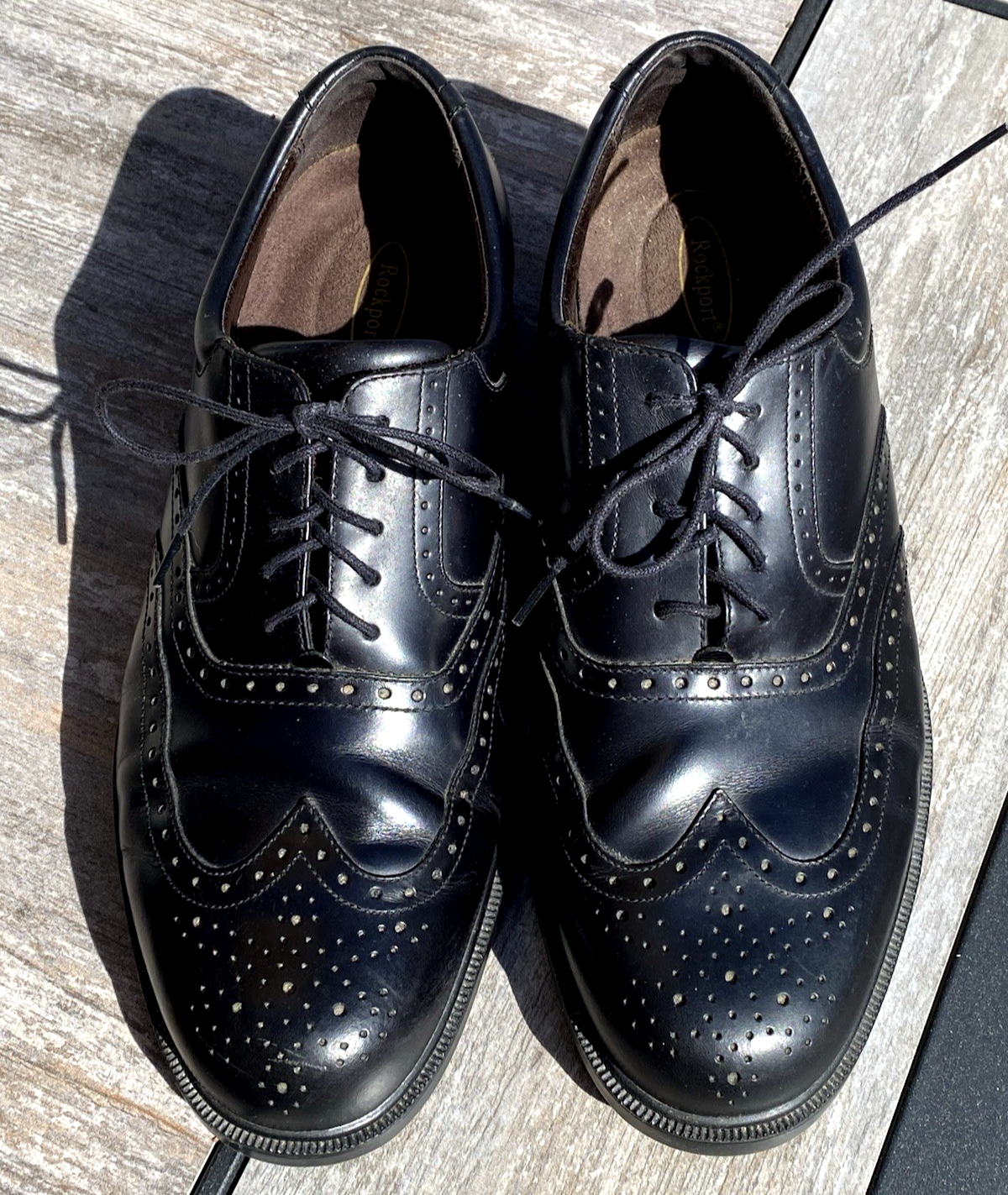SAOLA Rockport Oxford uomo alare nero taglia 10 5 largo