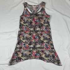 OP Ocean Pacific Vintage Racerback Sheer Floral Beach Swim Coverup Tank Size Sm