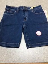 GIRLS BERMUDA DENIM SHORTS MED WASH ADJUSTABLE WAIST FADED GLORY NEW
