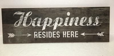 Happiness Resides Here Wall Hanging Sign Country / Farmhouse / Lake Plaque