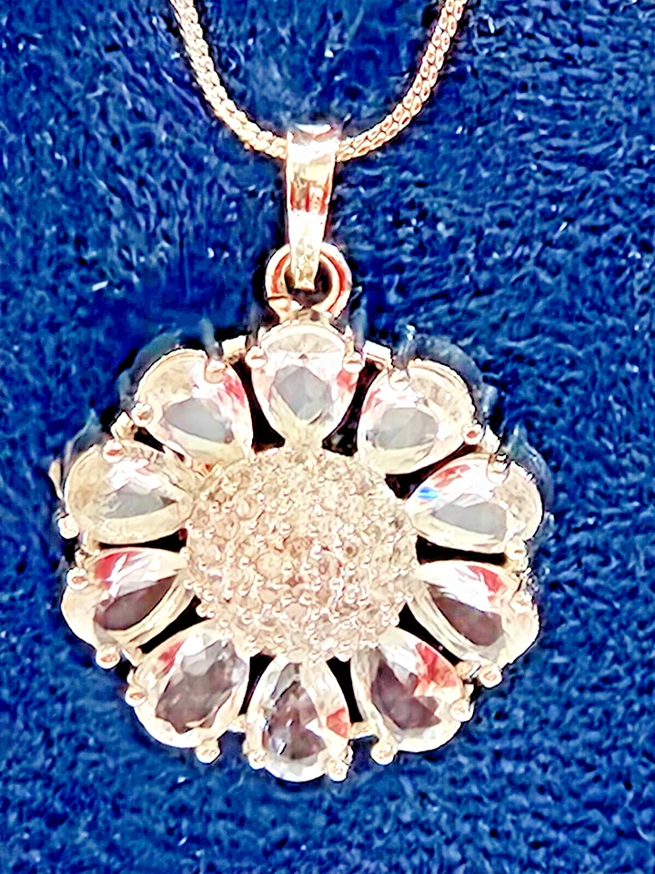 Juego de colgantes en oro blanco relleno/creado en laboratorio corte diamante PREMIUM 50 CM/UK/S Foto 2 de 4