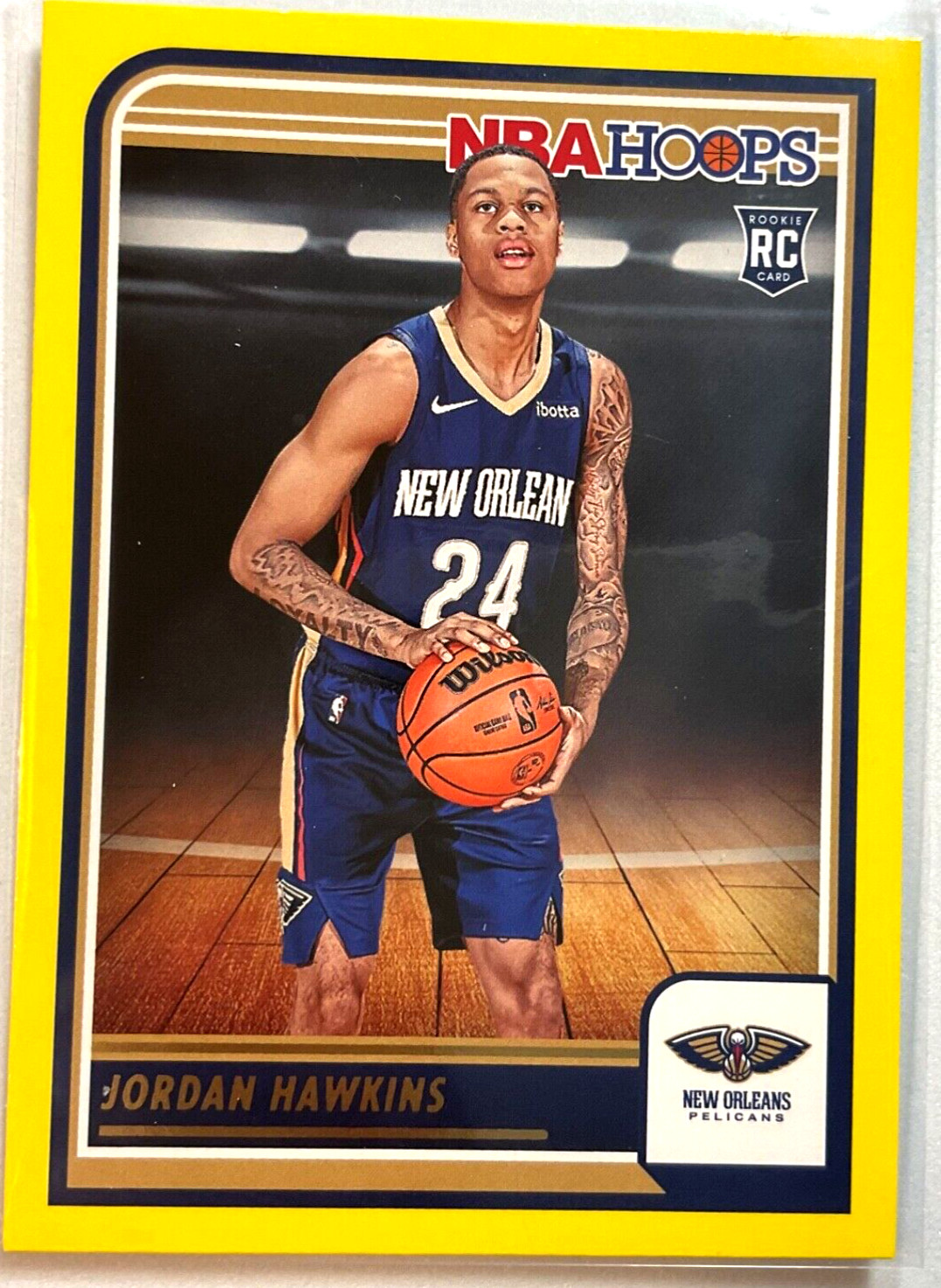2023-24 NBA Hoops Jordan Hawkins Yellow Flood Parallel Rookie RC #269