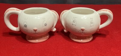Tabletop  Transpac  Tea Cups Easter Bunny Rabbit St/2