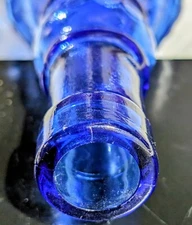Decorative Blue Glass Bottle Embossed Rope Design Home Decor 12" Collectible Vtg