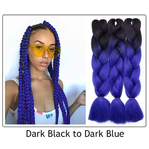 24" Christmas Jumbo Braiding Hair Extensions Ombre Rainbow Twist Braids as Human - Picture 31 of 66