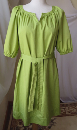 MERONA DRESS SHORT SLEEVE GREEN 100% COTTON BELTE… - image 1