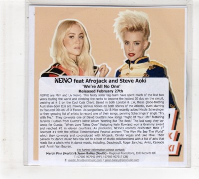 (HM689) Nervo, We're All No One ft Afrojack & Steve Aoki - DJ CD