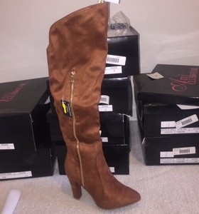 camel over the knee heel boots