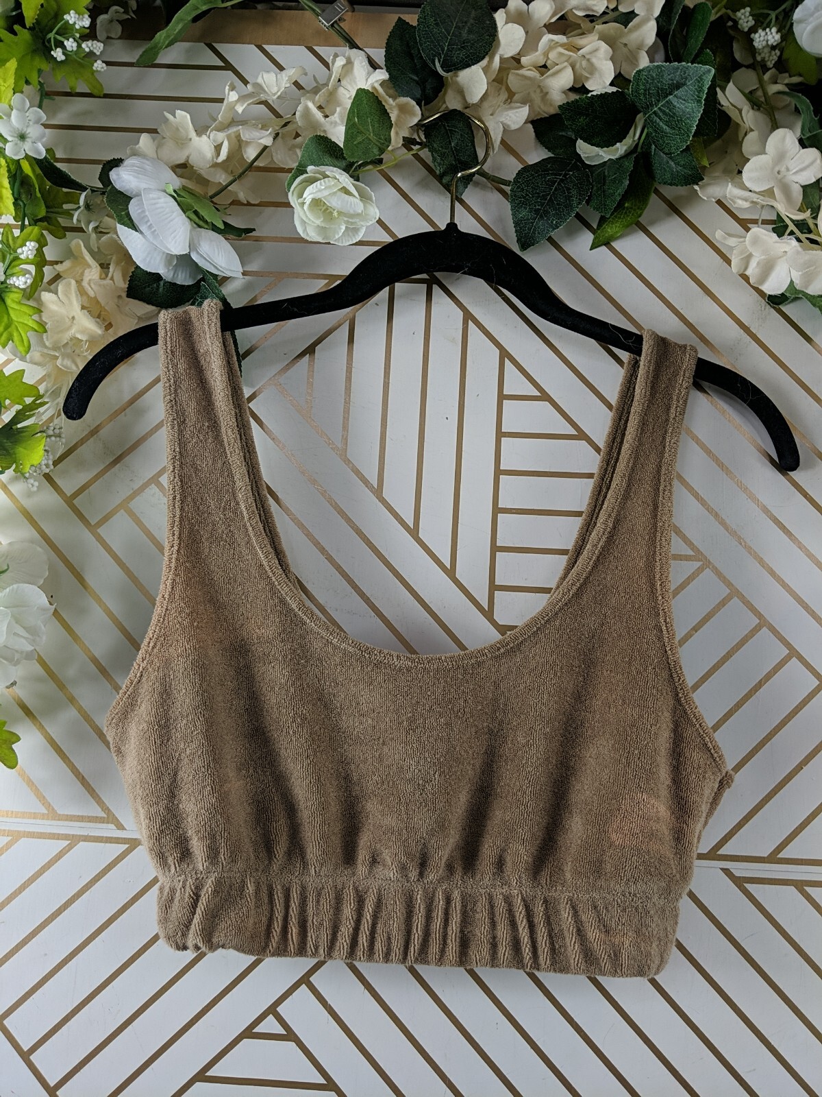 Zara Terry Cloth Tan Cropped Tank Top Sleeveless Size Small READ | eBay