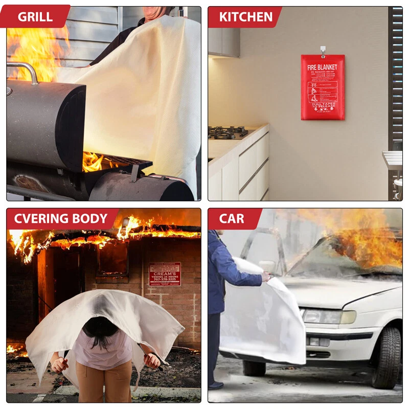 2PACK FIRE BLANKET Fiberglass Emergency Home Office Retardant Prepared 39''x39'' - Image 4 of 4