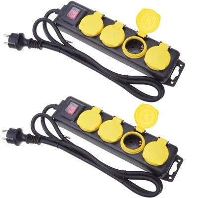 FILMER 2x Steckdosenleiste 4-fach Außenbereich Outdoor Mehrfachsteckdose Steckdose IP44