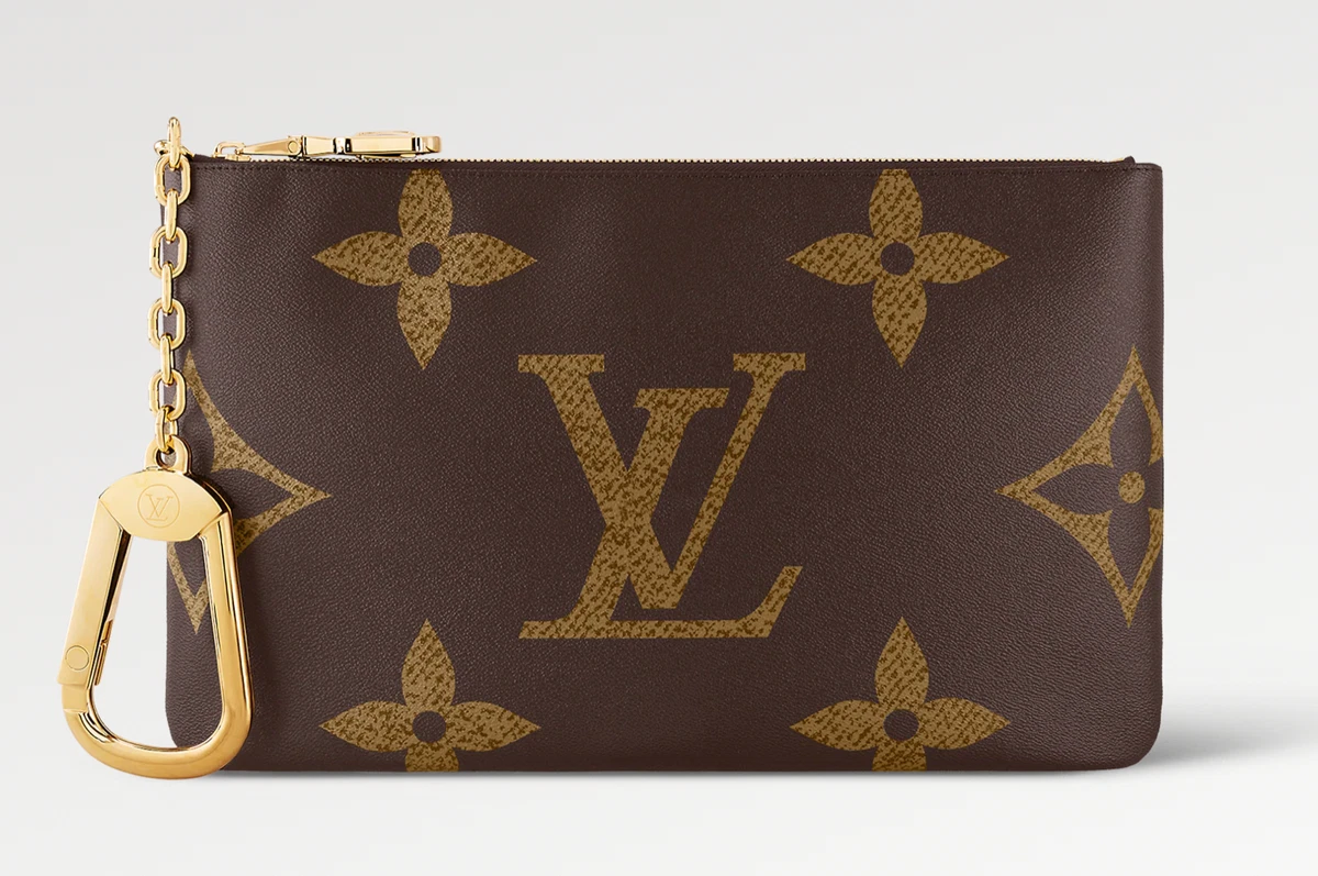 Louis Vuitton Pochette Cl s XL Giant Key Pouch Monogram Brown Chain Runway Bag