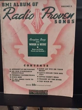 Vintage Folio BMI Album of Radio Proven Songs  1940 Banjo and Guitar Chords VG