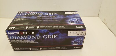 ANSELL MF-300-S MICROFLEX DIAMOND GRIP DISPOSABLE LATEX GLOVES, SMALL 100 CT NIB