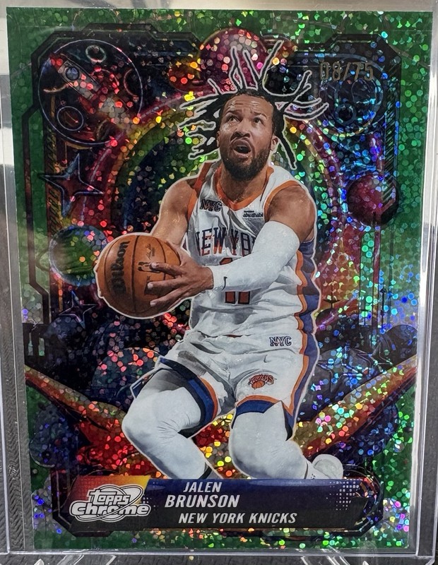 2026 Topps Chrome Cosmic Jalen Brunson #PRP-4 Green Space Dust Refractor /75 SP