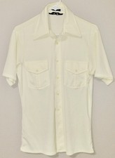 Vintage Men's 70s Retro Disco Leisure Dagger Collar Shirt Yellow 2 pockets M