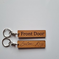 Personalized Wooden Key Fob Engraved House Room Key Ring Label Tag Gift